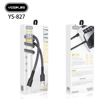 YESPLUS YS-826 Καλώδιο Φόρτισης & Μεταφοράς Δεδομένων 5A USB-A σε Type-C PD 120W 1m - Χρώμα: Γκρι