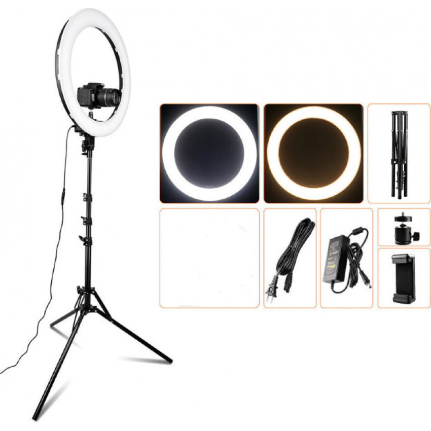 Ring Light RL-18'' 46CM 5500K 48W με Τρίποδο Δαπέδου & Βάση για Κινητό