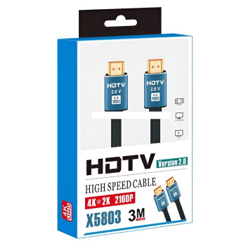 Καλώδιο Premium HDMI Male σε HDMI Male 4K UHD HDTV 2.0V 3m - Χρώμα: Μαύρο / Μπλε