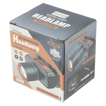 Επαναφορτιζόμενος Φακός Multifunctional Telescopic Zoom LED 100W Κεφαλής 300 Lumens με Κουμπί SOS KX-1833 - Χρώμα: Μαύρο