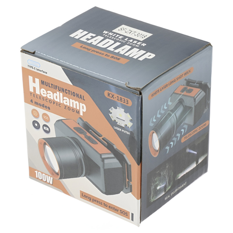 Επαναφορτιζόμενος Φακός Multifunctional Telescopic Zoom LED 100W Κεφαλής 300 Lumens με Κουμπί SOS KX-1833 - Χρώμα: Μαύρο