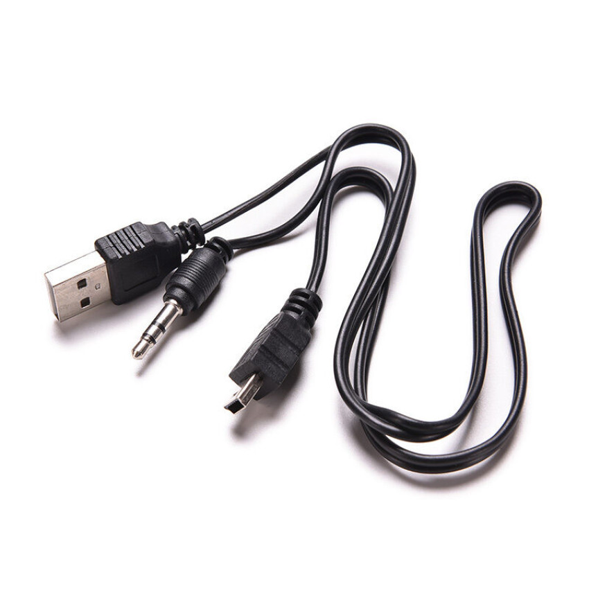 Καλώδιο 3.5mm Jack σε Mini USB & USB-A Male 50cm - Χρώμα: Μαύρο