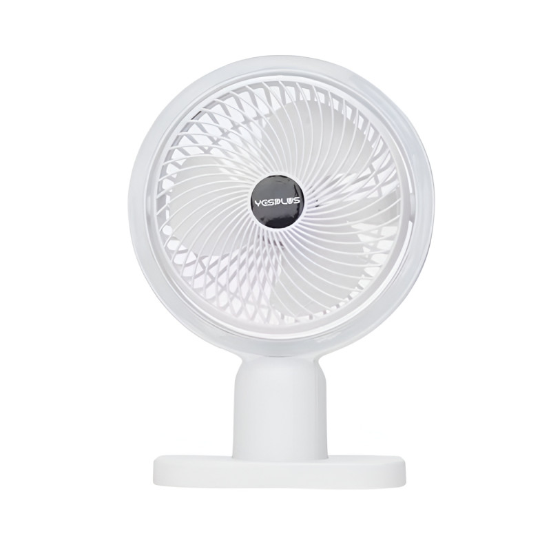 YESPLUS YS-1608 Επαναφορτιζόμενο Επιτραπέζιο Ανεμιστηράκι Γραφείου με Φως 360° Περιστρεφόμενο - Χρώμα: Λευκό