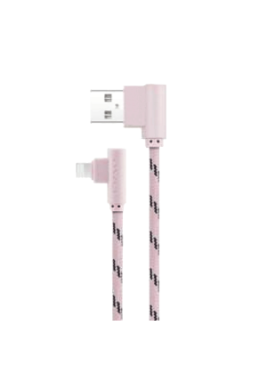 Awei CL-91 Angle (90°) / Πλεγμένο Καλώδιο USB σε Lightning Cable 1m - Χρώμα: Ροζ