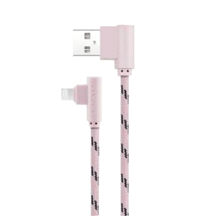 Awei CL-91 Angle (90°) / Πλεγμένο Καλώδιο USB σε Lightning Cable 1m - Χρώμα: Ροζ