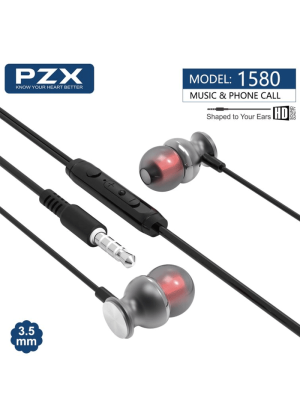 PZX 1580 Ενσύρματα Earphone Ακουστικά με 3.5mm Jack 1.2m - Χρώμα: Μαύρο