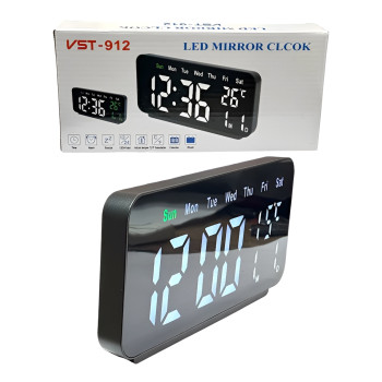 Επιτραπέζιο Ψηφιακό Ρολόι LED με Αισθητήρα Θερμοκρασίας & Υγρασίας VST-912 - Χρώμα: Μαύρο