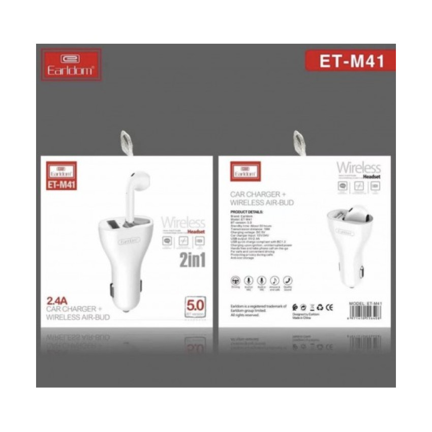 Earldom ET-M41 In-ear Handsfree Ακουστικά με Βύσμα 3.5mm - Χρώμα Λευκό