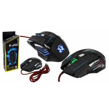Optical Mouse T6 Ποντίκι με RGB Φωτισμό 7 LED - Χρώμα: Μαύρο