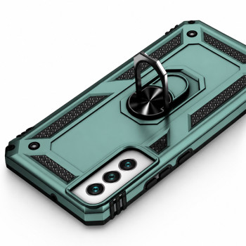 Σκληρή Θήκη Πλάτης Armor με Βάση Στήριξης για Samsung Galaxy S22 Ultra - Χρώμα: Σκούρο Πράσινο