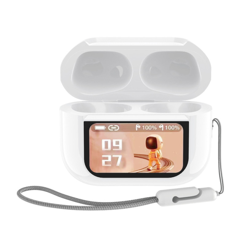 TUQIN QW20 Pro με Οθόνη Ασύρματα Bluetooth TWS Ακουστικά με Θήκη Φόρτισης - Χρώμα: Λευκό