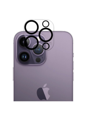 Camera Lens Full Cover Tempered Glass for iPhone 15 Pro / Pro Max - Color: Transparent / Black