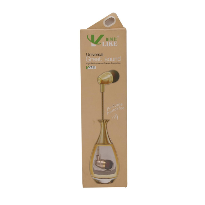 Vlike V-711 Handsfree Earphones Perfume Ακουστικά με Άρωμα & 3.5mm Jack - Χρώμα: Χρυσό