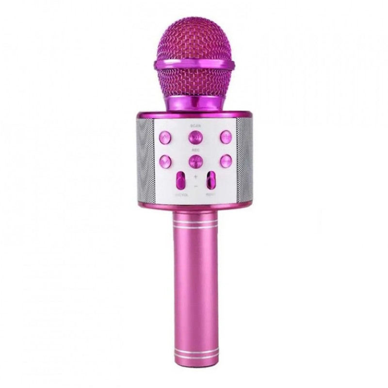 Ασύρματο Μικρόφωνο WS-858 Wireless Bluetooth Karaoke Handheld Microphone USB KTV Player Bluetooth Mic Speaker Record Music - Χρώμα: Φούξια