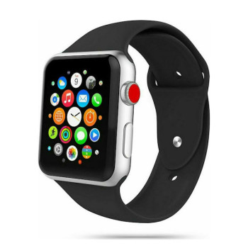 Smoothband Λουράκι Σιλικόνης με Pin για Apple Watch 42 / 44 / 45 / 49mm - Χρώμα: Μαύρο