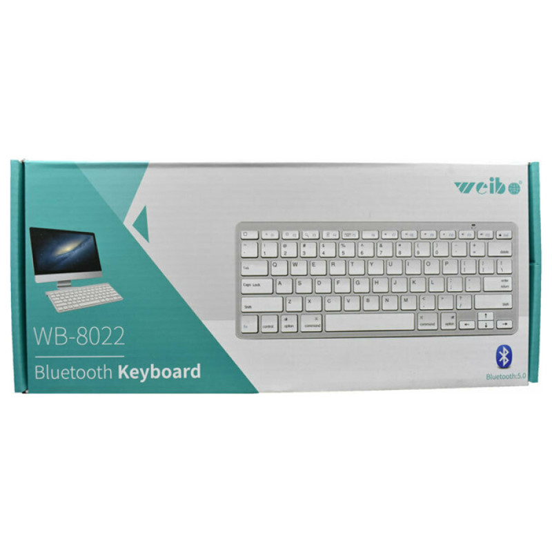 Weibo WB-8022 Ασύρματο Bluetooth Πληκτρολόγιο Αγγλικό US - Χρώμα: Λευκό