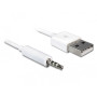 Καλώδιο USB-A Male σε 3.5mm Jack Male 19.5cm - Χρώμα: Άσπρο