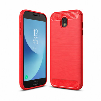 Θήκη Πλάτης Σιλικόνης Carbon για Samsung Galaxy J5 2017 - Χρώμα: Κόκκινο