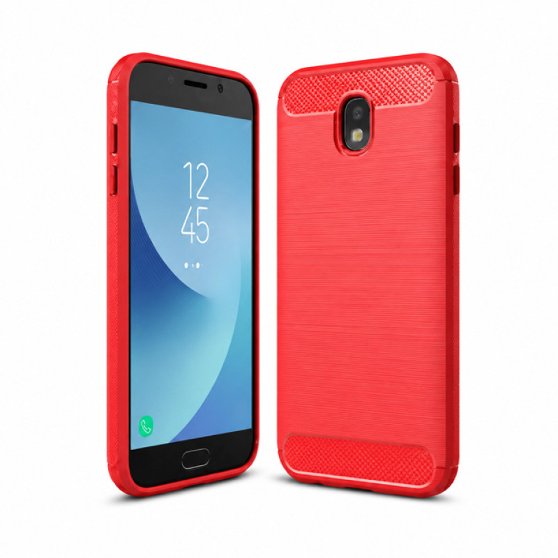 Θήκη Πλάτης Σιλικόνης Carbon για Samsung Galaxy J5 2017 - Χρώμα: Κόκκινο