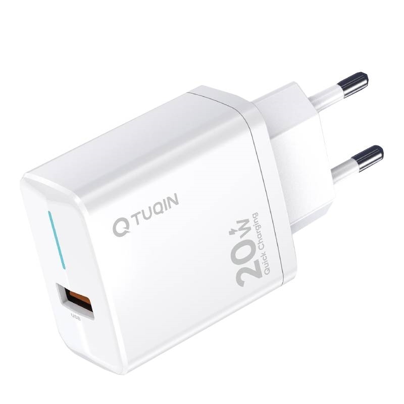 TUQIN QE40-C Φορτιστής 20W Γρήγορης Φόρτισης με Καλώδιο USB-A σε Type-C 1m - Χρώμα: Λευκό