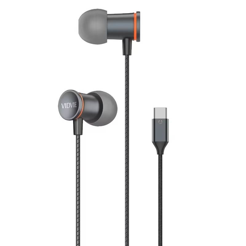 VIDVIE HS677 Handsfree Ακουστικά με Βύσμα Type-C & Ενσωματωμένο Μικρόφωνο & Κουμπί Αύξησης/Μείωσης Έντασης Ήχου - Χρώμα: Μαύρο