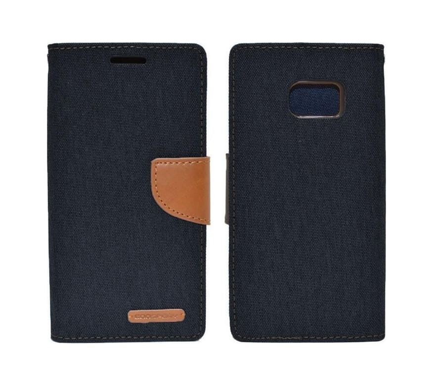 Θήκη Βιβλίο Goospery Canvas Diary με Κλίπ για Samsung Galaxy S9 - Χρώμα: Σκούρο Μπλε / Καφέ
