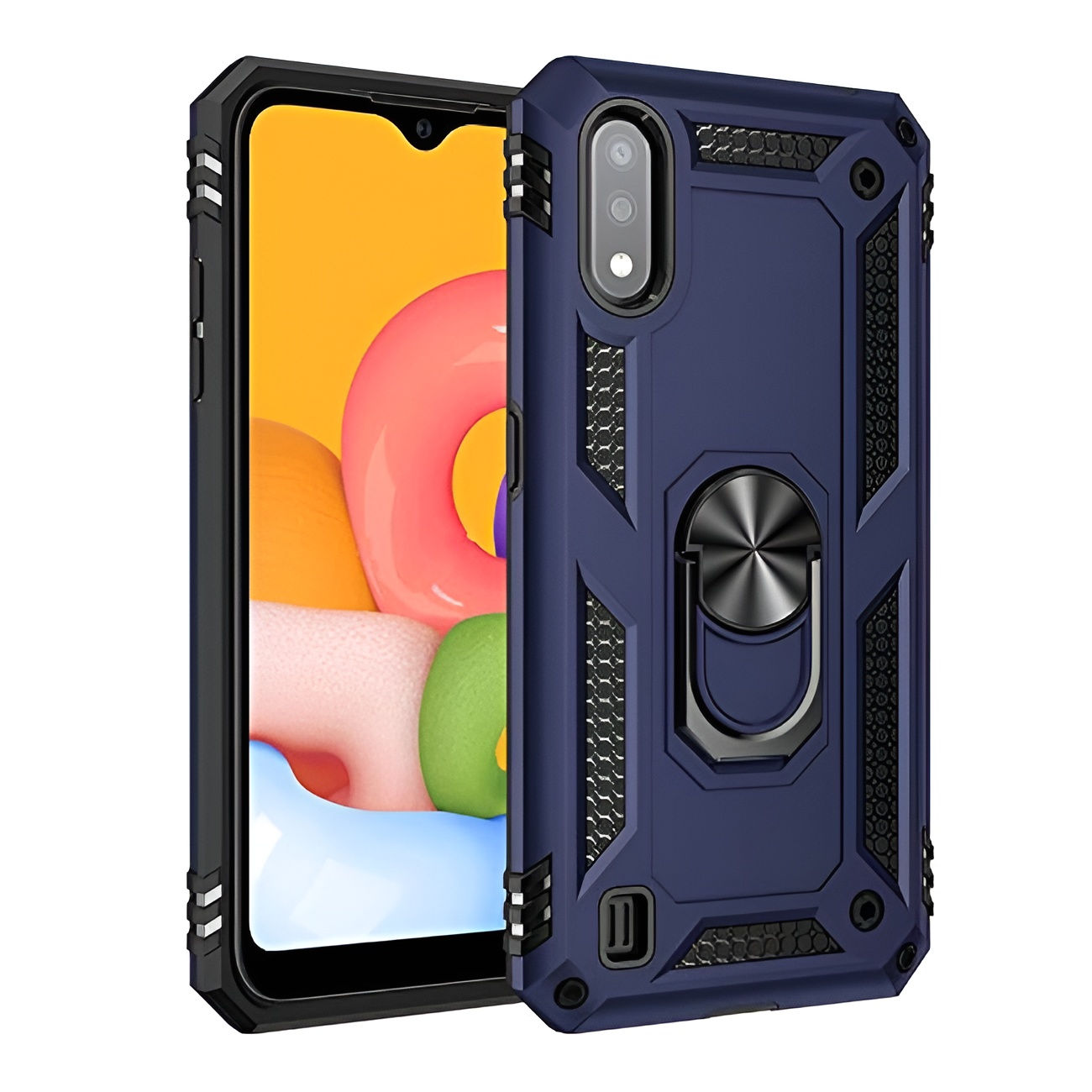Σκληρή Θήκη Πλάτης Armor με Βάση Στήριξης για Samsung Galaxy A01 - Χρώμα: Σκούρο Μπλέ