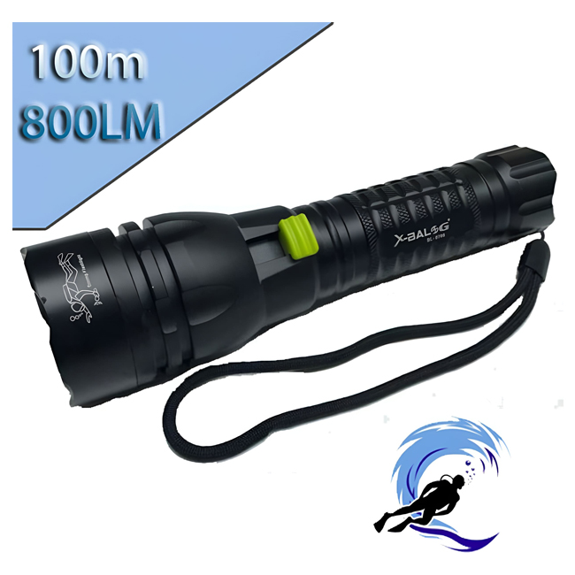 X-Balog BL-8768-T6 Επαναφορτιζόμενος Φακός LED Κατάδυσης με Φωτεινότητα 800lm για Βάθος έως 100m - Χρώμα: Μαύρο
