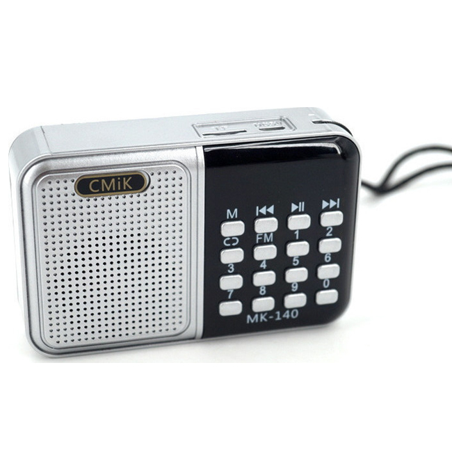 CMiK MK-140 Μίνι Επαναφορτιζόμενο Ραδιοφωνάκι με USB - Χρώμα: Ασημί