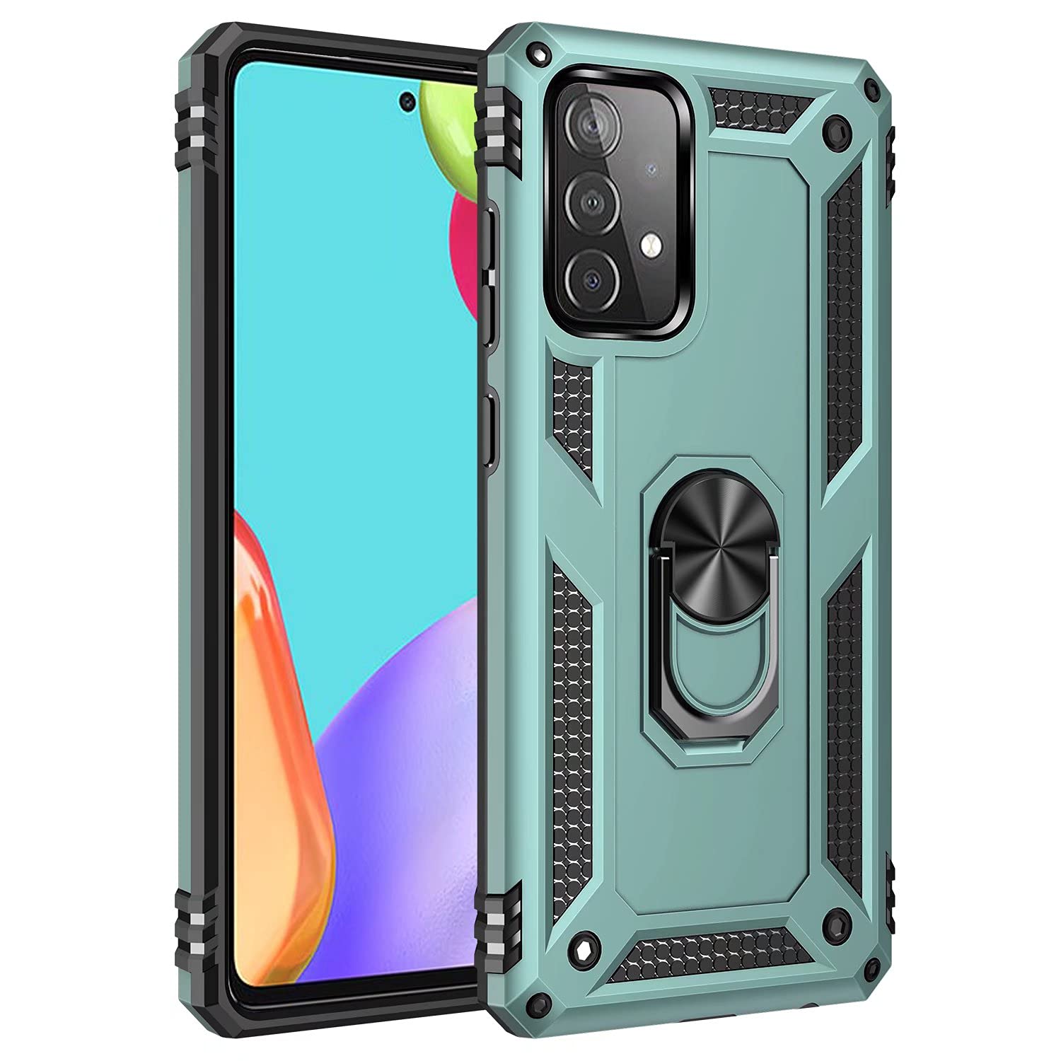 Σκληρή Θήκη Πλάτης Armor με Βάση Στήριξης για Samsung Galaxy A34 - Χρώμα: Σκούρο Πράσινο
