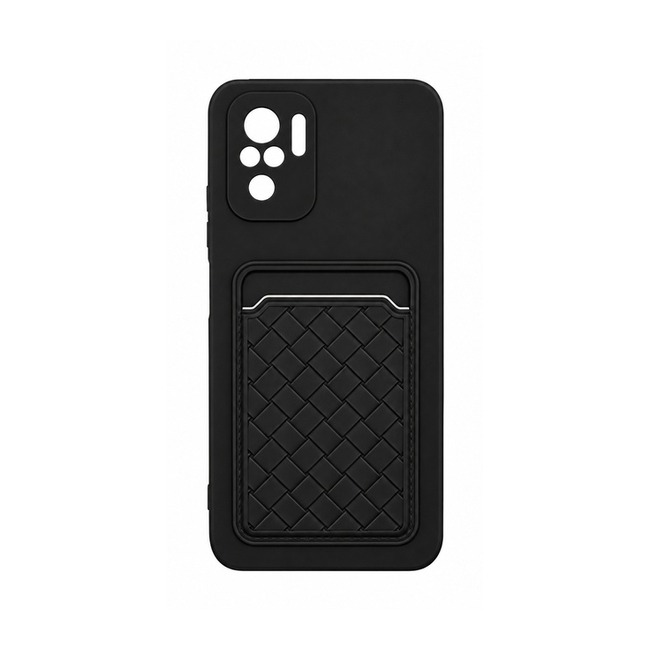 Θήκη Σιλικόνης με Υποδοχή Κάρτας για Xiaomi Redmi Note 10 / Xiaomi Redmi Note 10S - Μαύρο