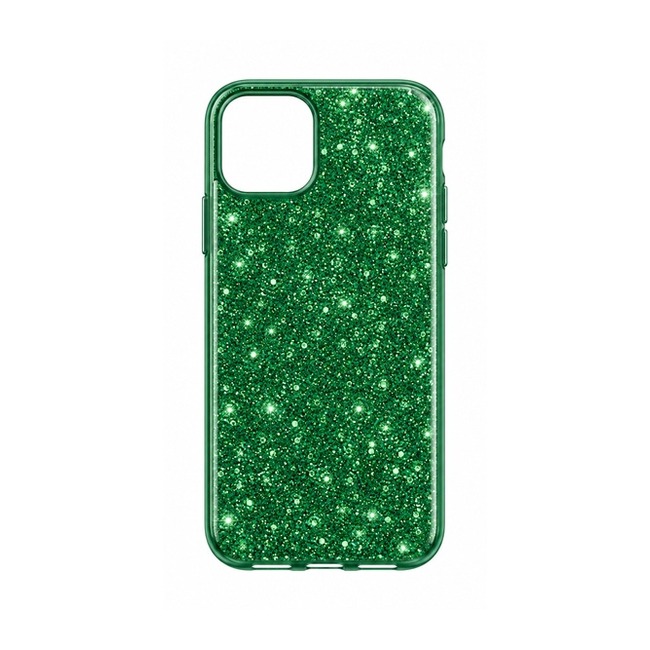Διάφανη Θήκη Σιλικόνης με Glitter και Χρώμα για Apple iPhone 11 Pro Max - Πράσινο