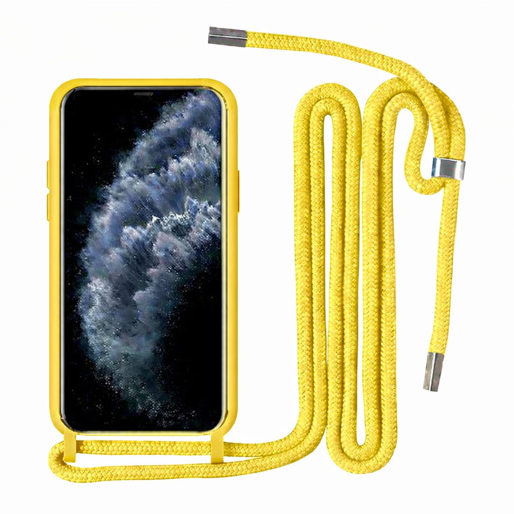 Θήκη Πλάτης Σιλικόνης με Λουράκι για Xiaomi Redmi Note 8 Pro - Χρώμα: Κίτρινο