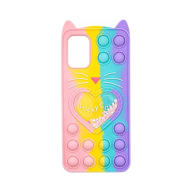 Colorful Bubble Silicone Case για Samsung Galaxy A03s - ροζ και κίτρινη και μωβ και πράσινη