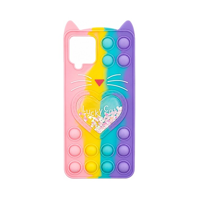 Colorful Bubble Silicone Case για Samsung Galaxy A12 - ροζ και κίτρινη και μωβ και πράσινη