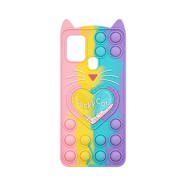 Colorful Bubble Silicone Case για Samsung Galaxy A21s - ροζ και κίτρινη και μωβ και πράσινη