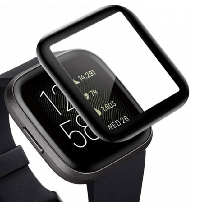 Full Cover Full Glue Τζαμάκι Προστασίας Οθόνης Ρολογίου για Fitbit Versa 3 40mm - Χρώμα: Μαύρο