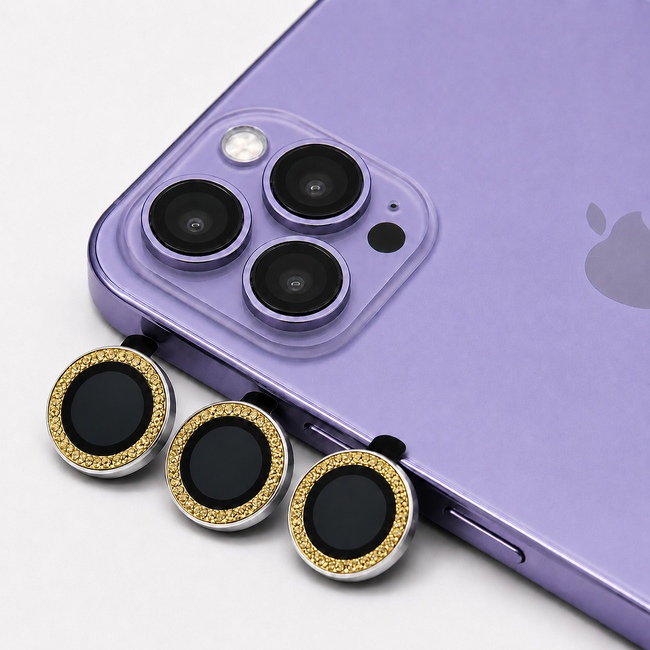 Glitter Προστατευτικό Κάμερας One by One για Apple iPhone 13 Pro / Apple iPhone 13 Pro Max - Gold - Χρυσό