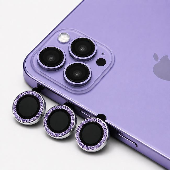 Glitter One by One Camera Lens Protector για Apple iPhone 14 Pro Max - μωβ