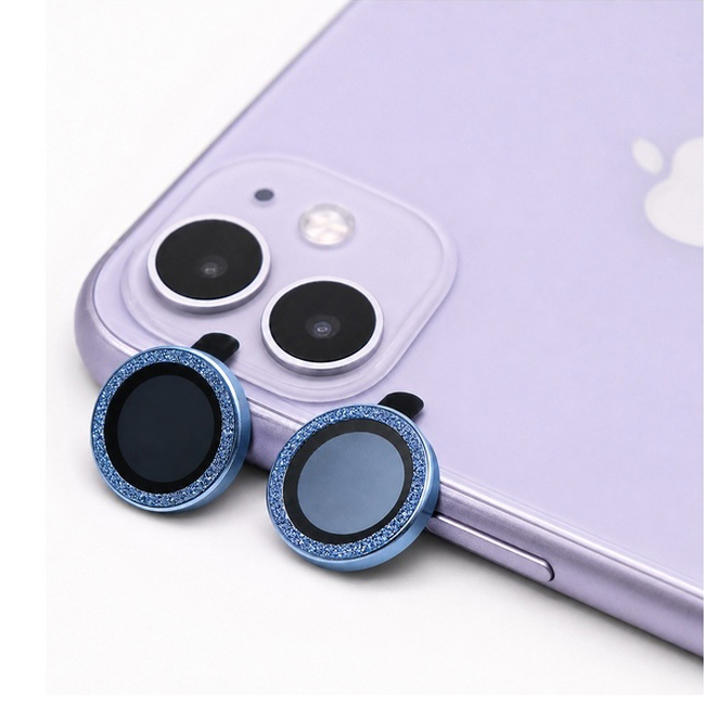 Glitter Προστατευτικό Κάμερας One by One για Apple iPhone 11 / Apple iPhone 12 / Apple iPhone 12 Mini - Blue - Μπλε
