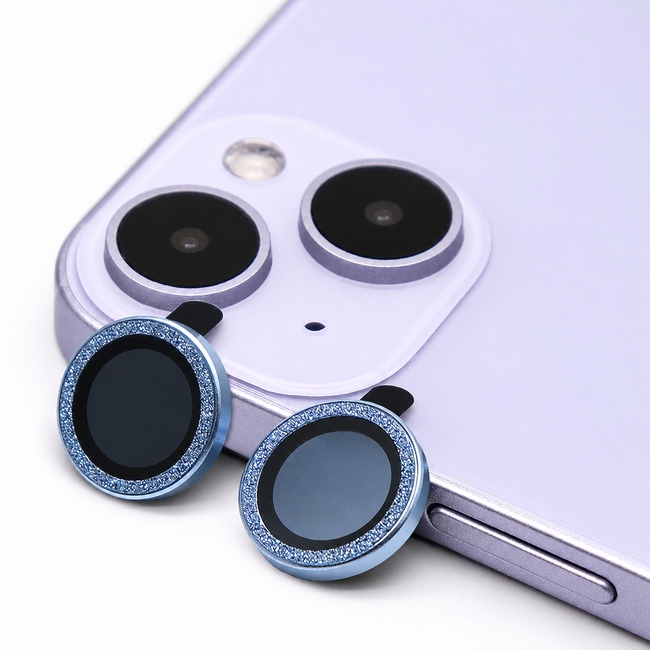Glitter Προστατευτικό Κάμερας One by One για Apple iPhone 13 / Apple iPhone 13 Mini - Blue - Μπλε