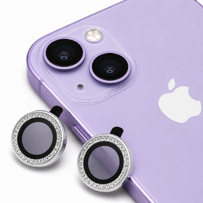 Glitter Προστατευτικό Κάμερας One by One για Apple iPhone 13 / Apple iPhone 13 Mini - Silver - Ασημί