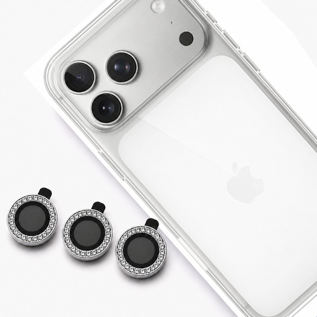 Glitter Προστατευτικό Κάμερας One by One για Apple iPhone 17 Pro / Apple iPhone 17 Pro Max - Silver - Ασημί