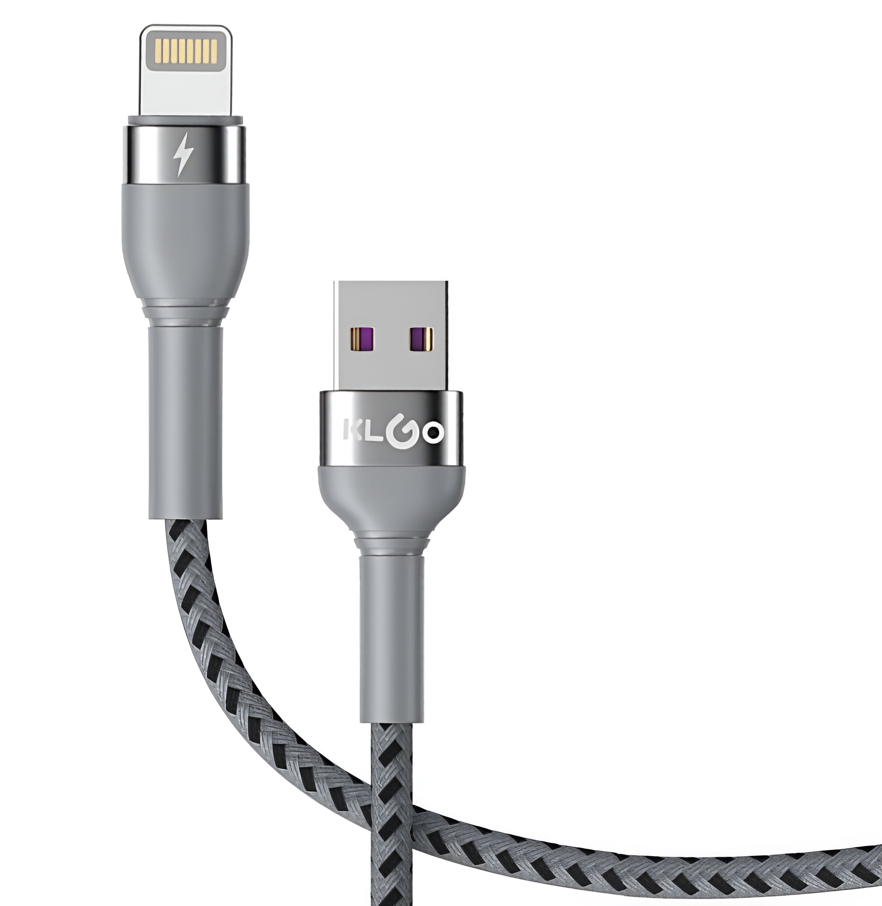 KLGO S-106 Καλώδιο Φόρτισης & Μεταφοράς Δεδομένων USB-A σε Lightning 2.4A 3m - Χρώμα: Γκρι