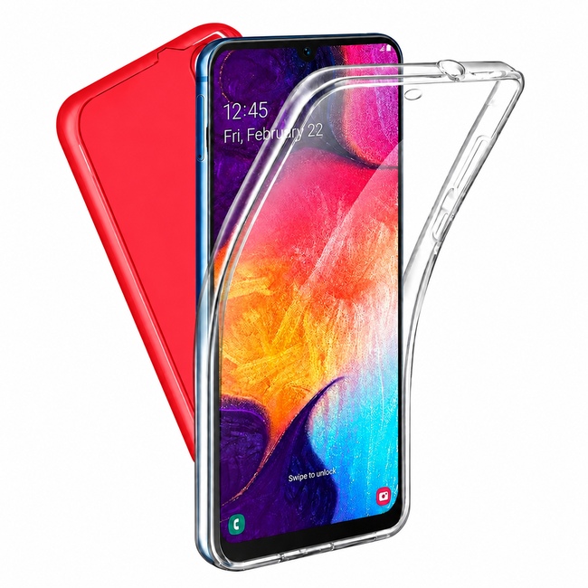 360 Full Cover Case with Τζαμάκι για Apple iPhone 6 Plus - κόκκινη