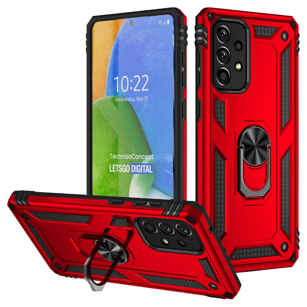 Σκληρή Θήκη Πλάτης Armor με Βάση Στήριξης για Samsung Galaxy A53 - Χρώμα: Κόκκινο