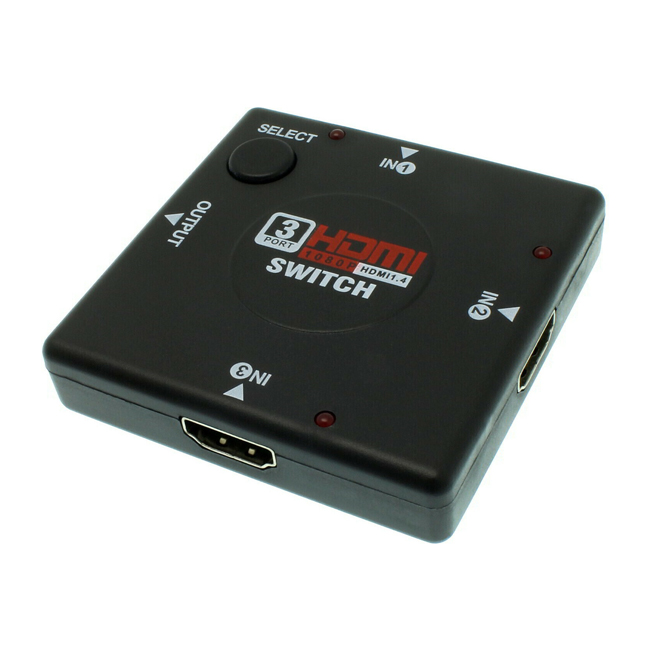 Διακόπτης HDMI με 3 Εισόδους & 1 Έξοδο 1080P 2K HDMI Switch - Χρώμα: Μαύρο