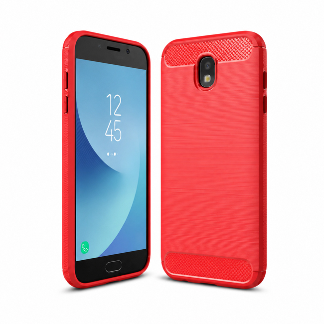 Θήκη Πλάτης Σιλικόνης Carbon για Samsung Galaxy J5 2017 - Χρώμα: Κόκκινο